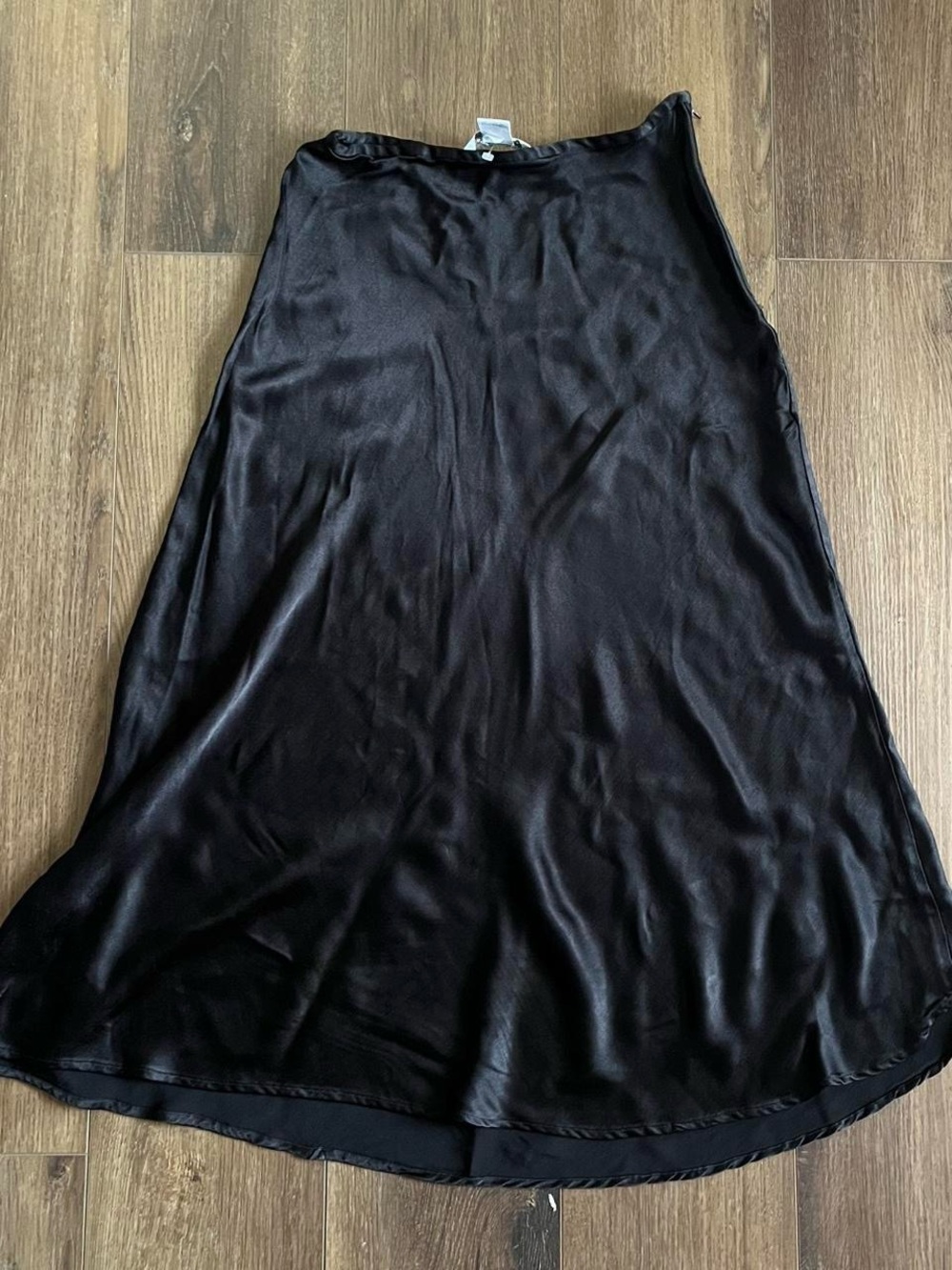 Vintage Black Satin Long Skirt